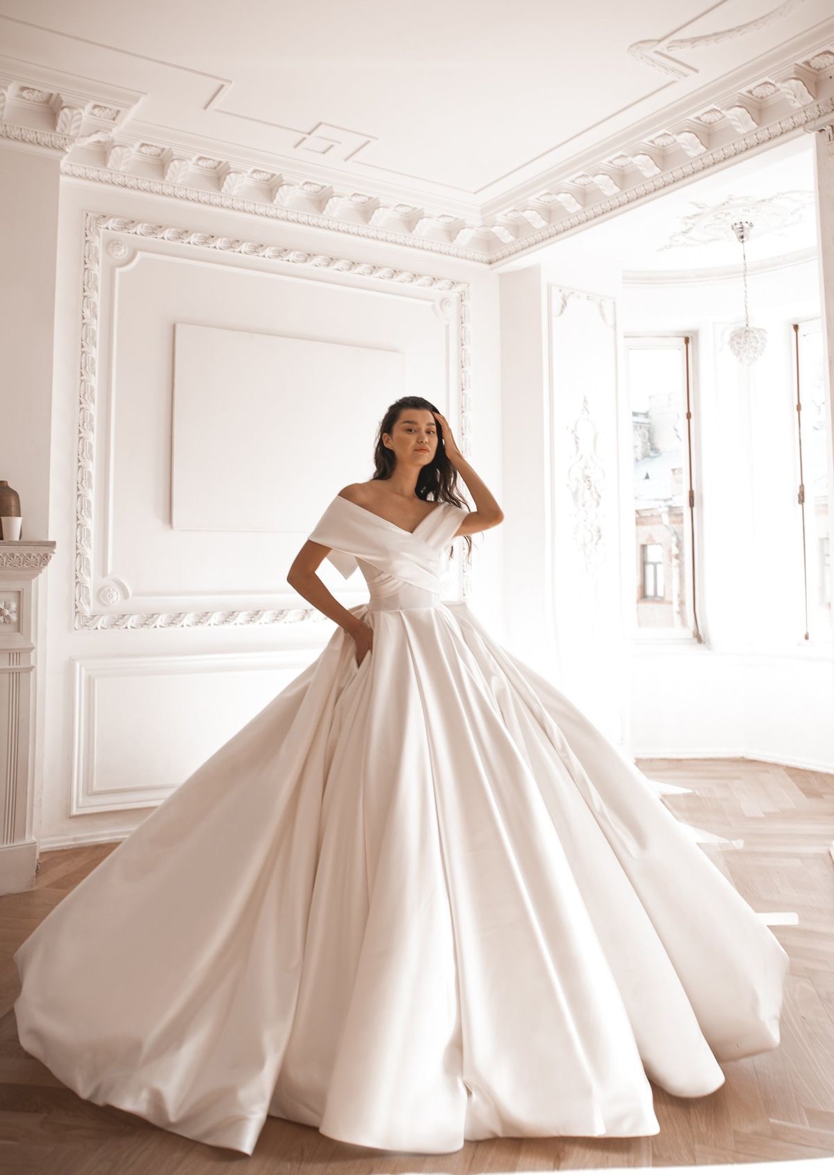 satin ball gown wedding dress