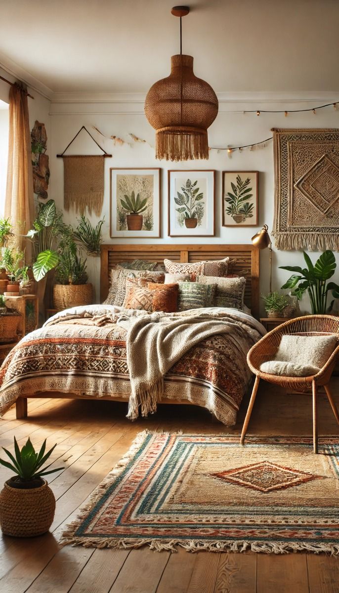 Boho wallpaper accent wall