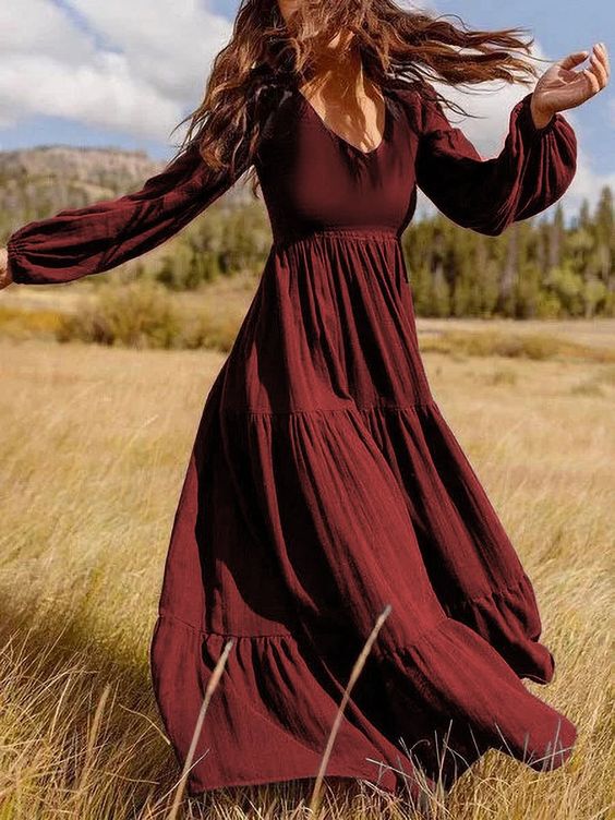Women's Summer Boho Maxi Dresses Short Sleeve V Neck Elastic Waist Elegant Boho Flowy Long Dress With Pocket At Women's Clothing Store